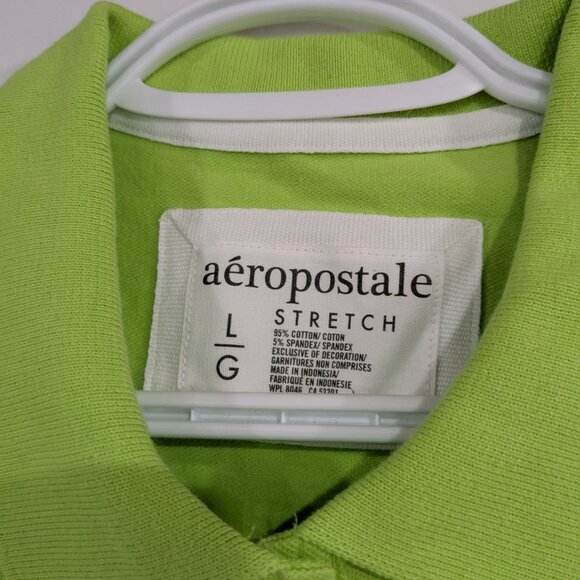 *3/$10* BNWT Aeropostale Polo T-Shirt Lime Green Size Large - Picture 3 of 5